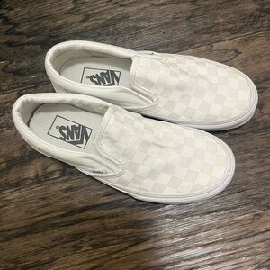 Vans Women's White Checkerboard Slip-On Sneakers